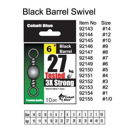 Cobalt Blue Black Barrel Swivels — Bait Master Fishing and Tackle