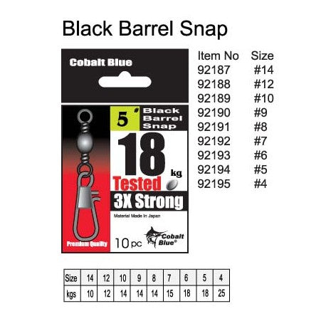 Cobalt Blue Black Barrel Snap Swivel