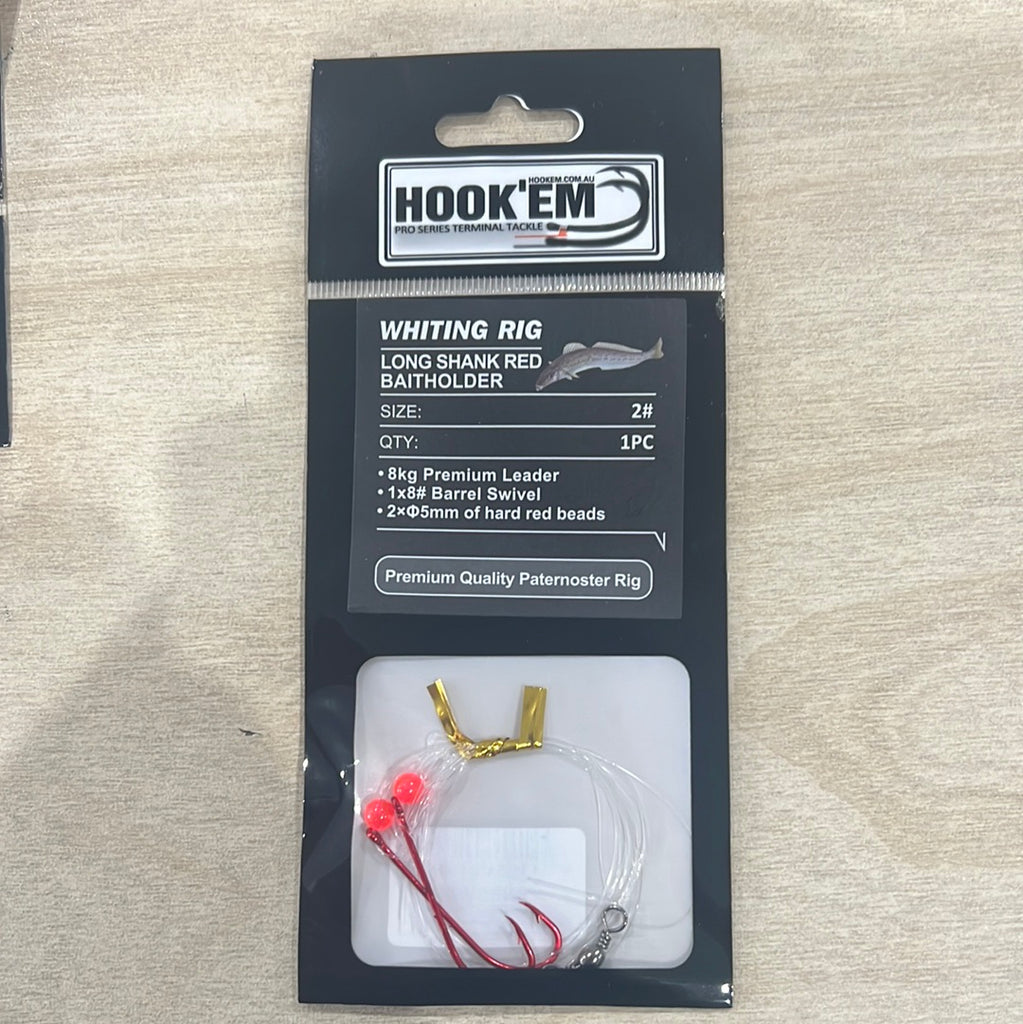 Hook'Em Fishing Long Shank Baitholder Hook Red