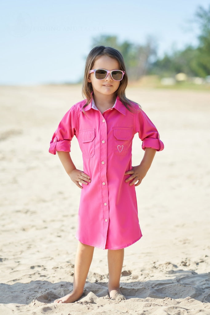 Northern Tide Apparel Young Crew Girls Fishing Shirt Dress - Pink