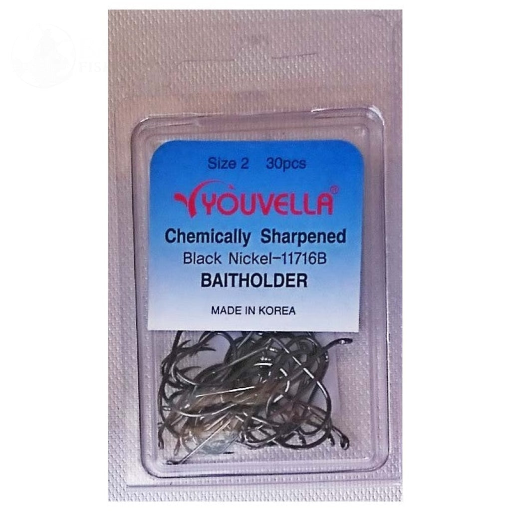 Youvella Chemically Sharpened Baitholder Value Pack 30 Fishing Hooks